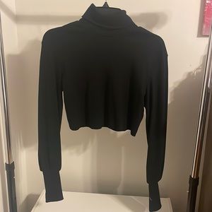 cropped black turtleneck sweater